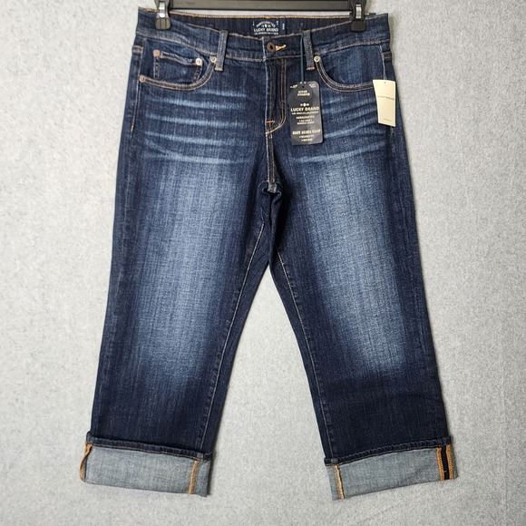 Lucky Brand Denim - Lucky Brand Jeans Womens 8/29 Blue Denim Dark Wash Easy Rider Crop 33x26 Casual